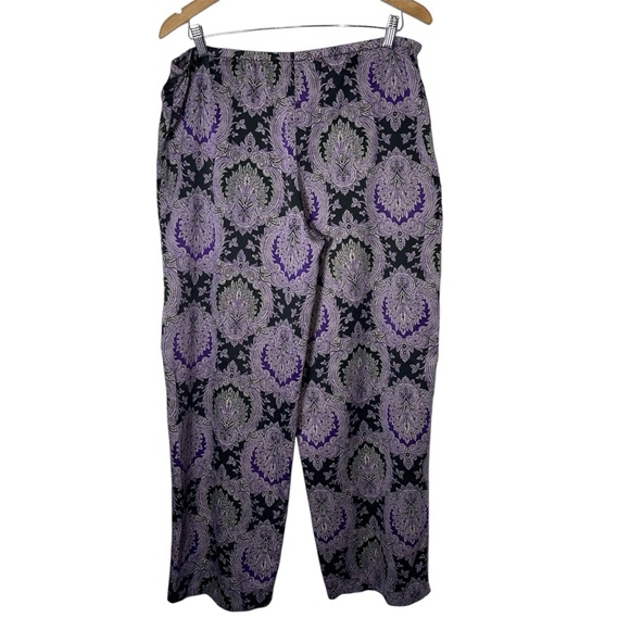 Lauren Ralph Lauren Purple Black Paisley Silky Pajama Set Size Large - Picture 5 of 13